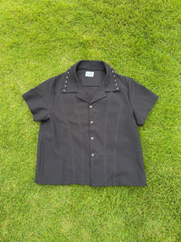 Studs Line Open Collar Shirts　Black