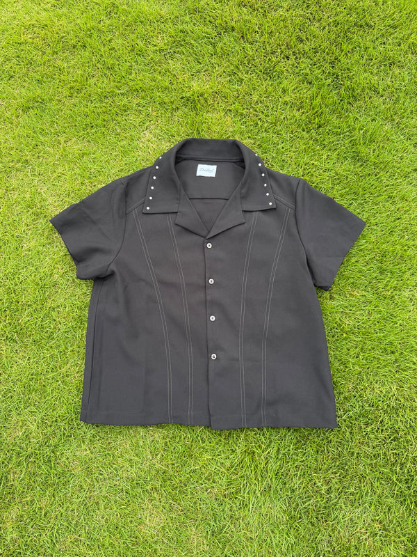 Studs Line Open Collar Shirts　Black