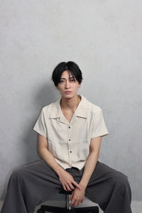 Studs Line Open Collar Shirts　off-white
